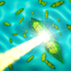 Artist’s representation of X-rays passing through a crystal. Credit: SLAC National Accelerator Laboratory.